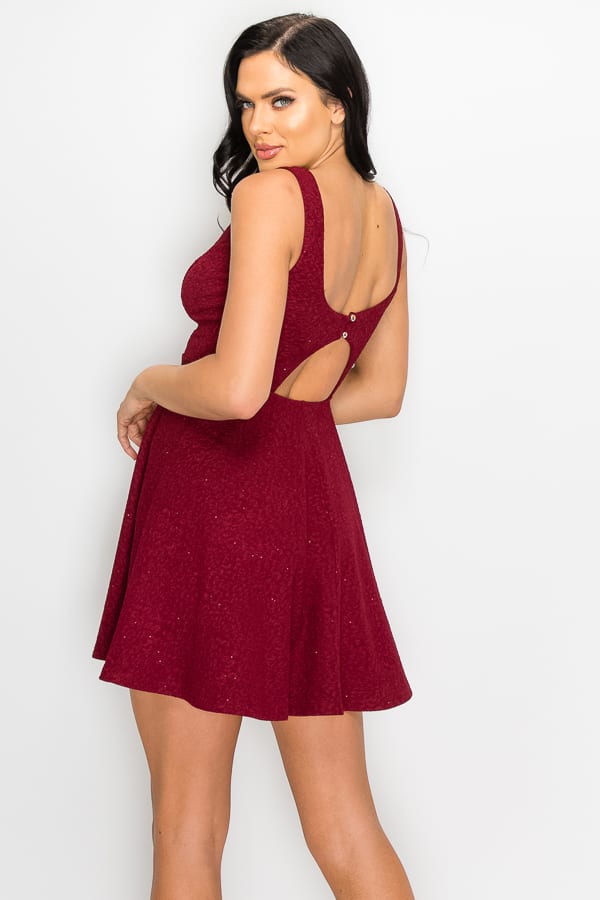 V-neck Back Cutout Skater Dress - A&A Haute Spot