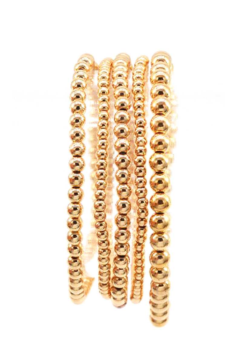 Metallic Balls Bead Stretch Multi Bracelet - A&A Haute Spot