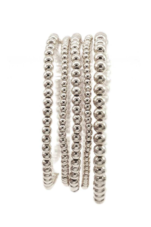 Metallic Balls Bead Stretch Multi Bracelet - A&A Haute Spot