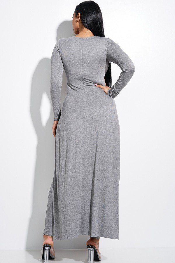 Solid Heavy Rayon Spandex Long Sleeve Crossed Over Long Top And Leggings 2 Piece Set - A&A Haute Spot