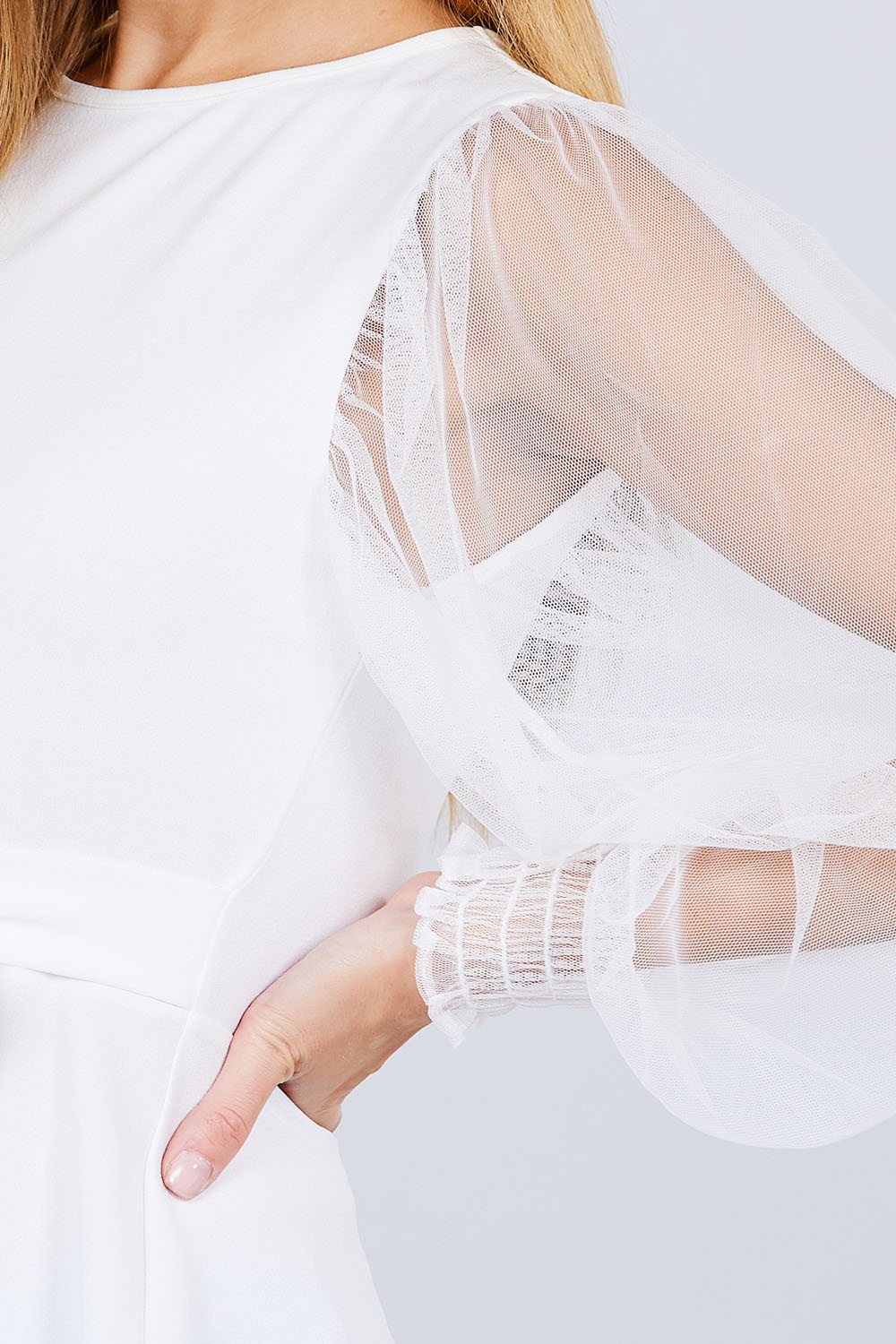 Mesh Puff Sleeve Peplum Top - A&A Haute Spot