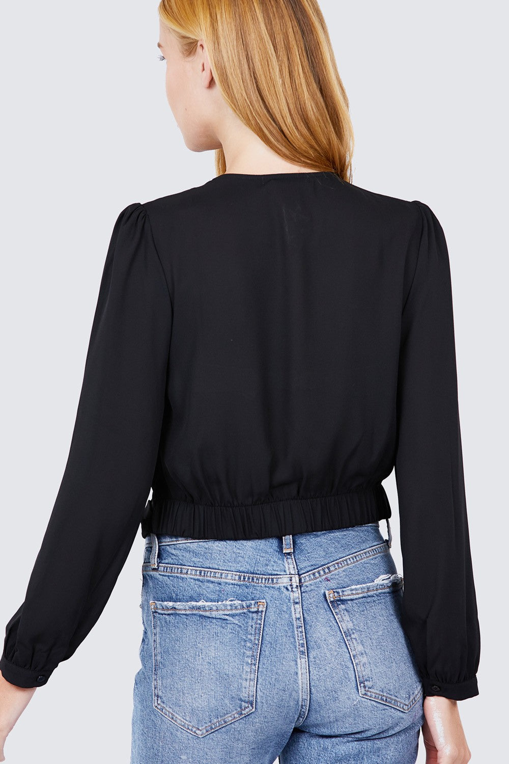 V-neck Surplice Woven Top - A&A Haute Spot