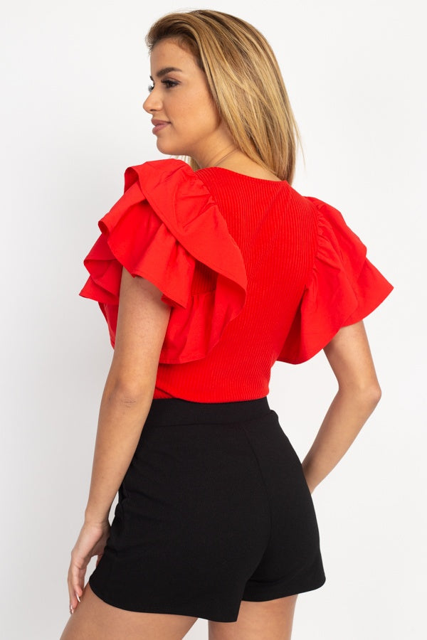 Ruffle Tiered Ribbed Top - A&A Haute Spot