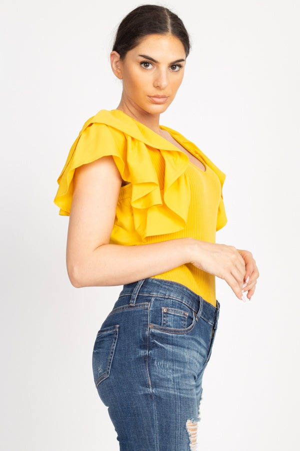 Ruffle Tiered Ribbed Top - A&A Haute Spot