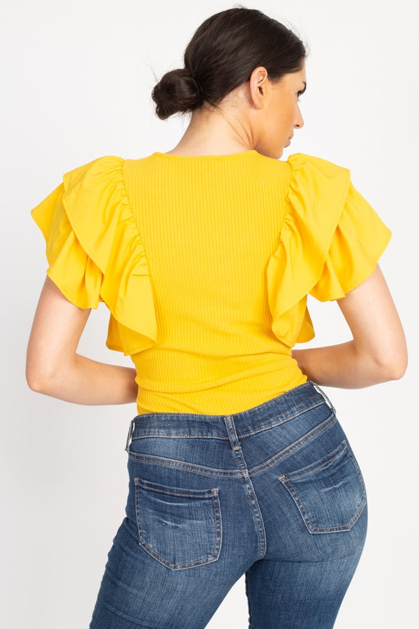 Ruffle Tiered Ribbed Top - A&A Haute Spot