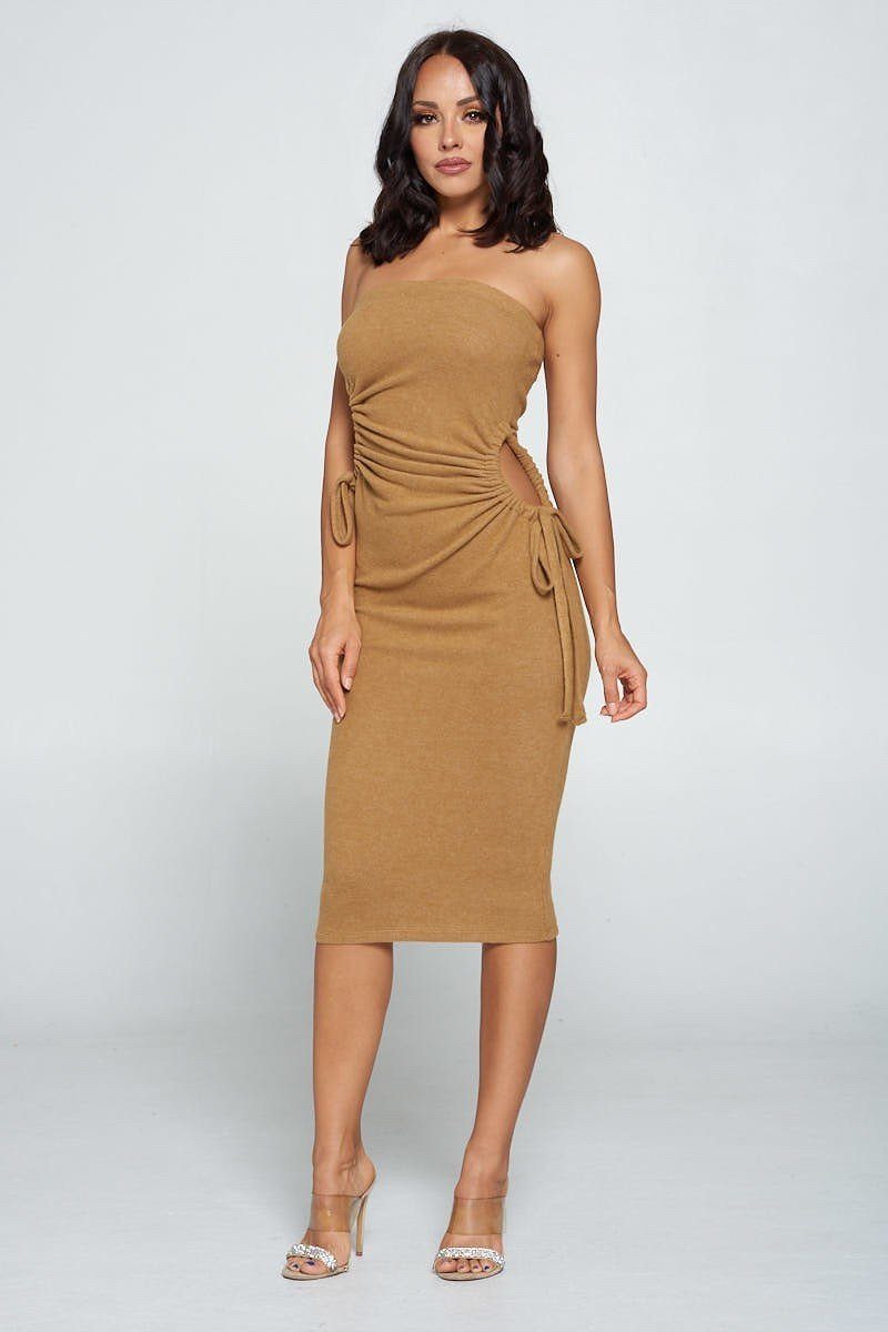 Strapless Solid Color Bodycon Dress - A&A Haute Spot