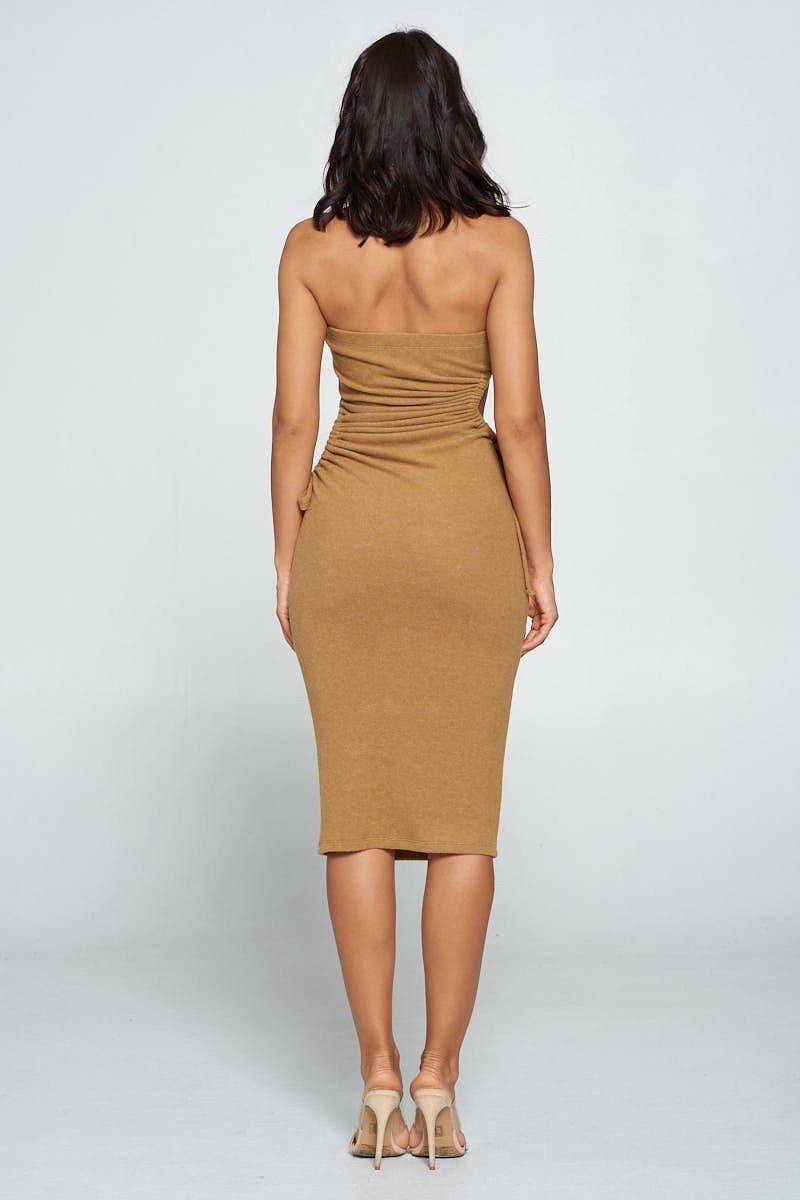 Strapless Solid Color Bodycon Dress - A&A Haute Spot
