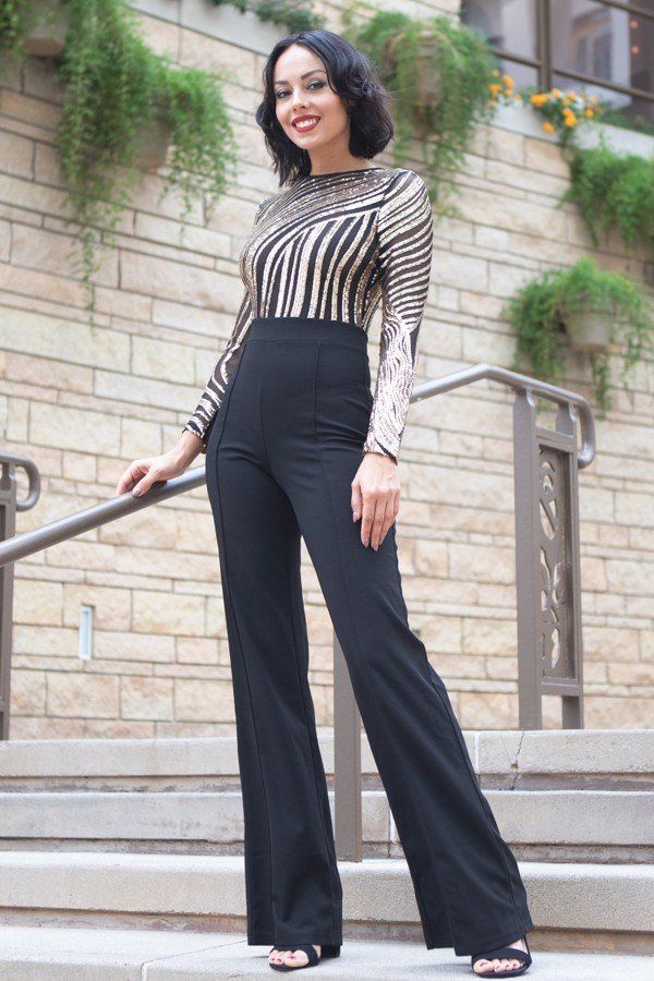Sophisticated Gold Sequins Bodice Jumpsuit - A&A Haute Spot